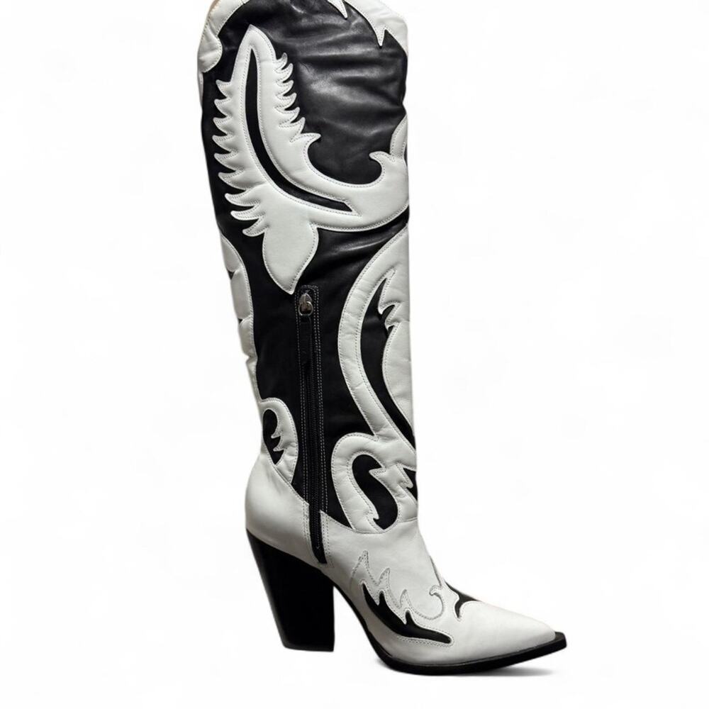 SCHUTZ Woody Up Cowboy Boot in Black & White (size 8) - Picture 5 of 7